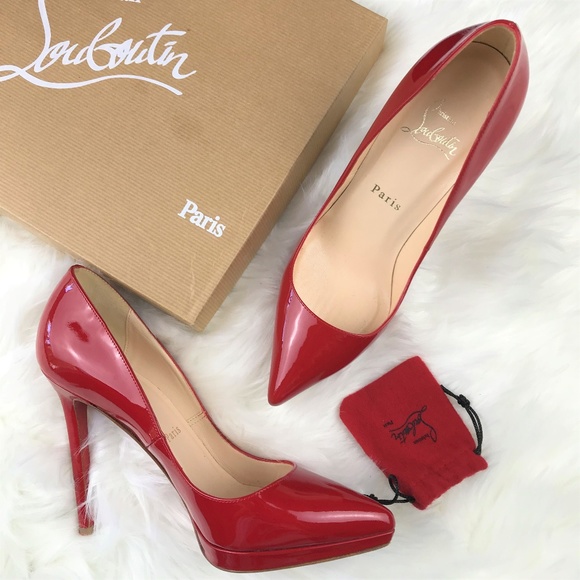 Christian Louboutin Shoes - Authentic CL Red Pigalle Plato Patent Platform